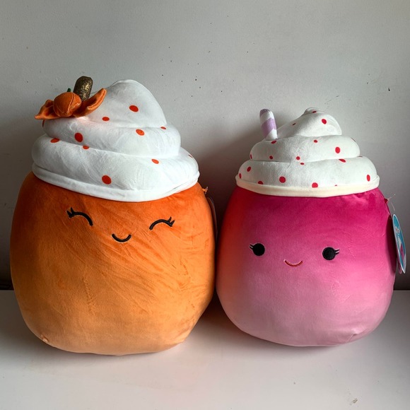 Squishmallow Kendla Pumpkin Spice Latte 14" Cinnamon Milkshake 12" Plush Drinks - Picture 5 of 15
